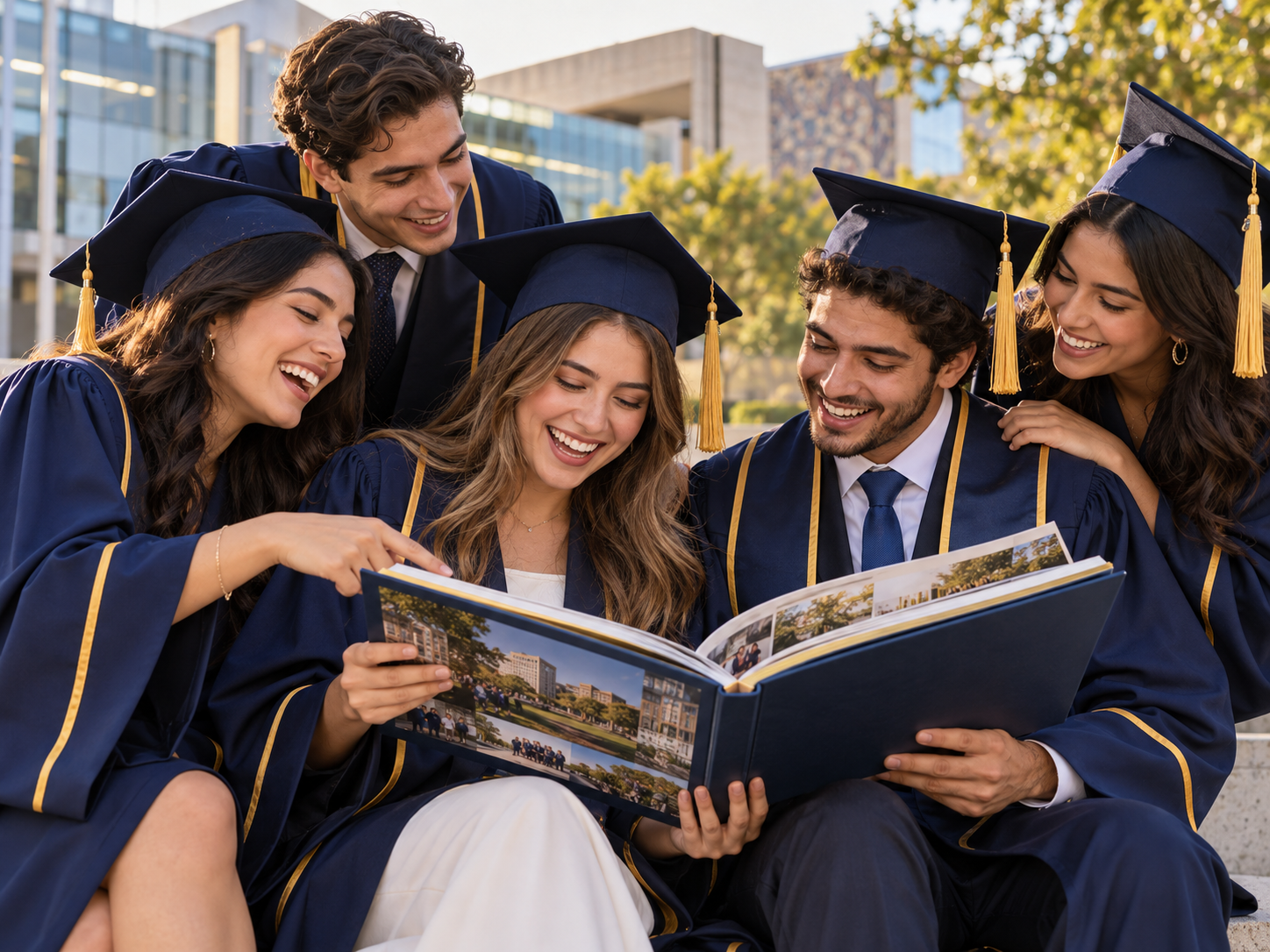 Graduados con toga y birrete