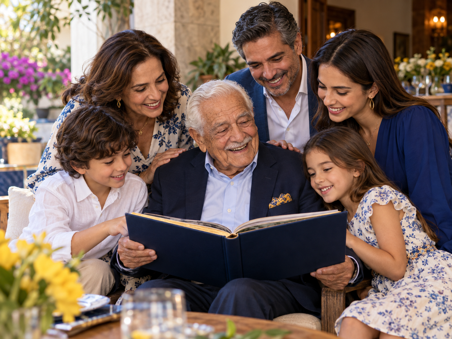 Familia reunida al aire libre